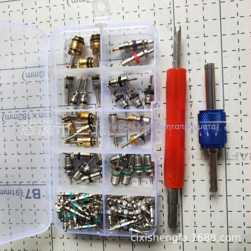 134A Σετ βαλβίδων κλιματισμού, 102 τεμάχια, με καουτσούκ, κοινή κοιλότητα, κατάλληλο για οικιακό αυτοκίνητο