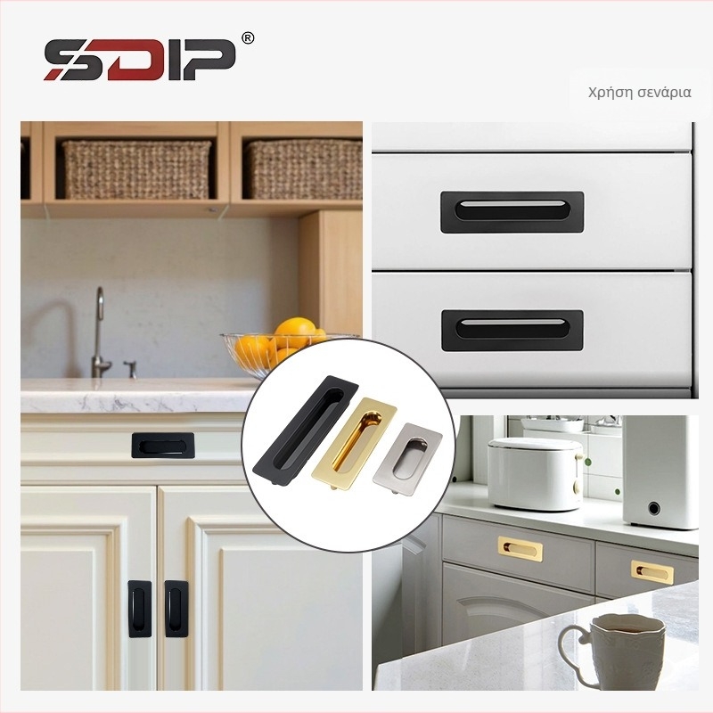 Λαβή πόρτας ντουλάπας από αλουμίνιο με κρυφή οπή, μοντέρνο μινιμαλιστικό στυλ, σχεδίαση σε λωρίδες, ενσωματωμένη εγκατάσταση, για ντουλάπες