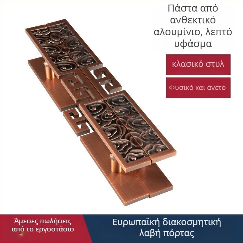 Χειρολαβή πόρτας από αλουμίνιο σε ευρωπαϊκό στυλ για γυάλινες πόρτες – σχήμα μπάρα, φινίρισμα ηλεκτροπλατίσματος, εγκατάσταση σε συρόμενη πόρτα, μοντέλο 01