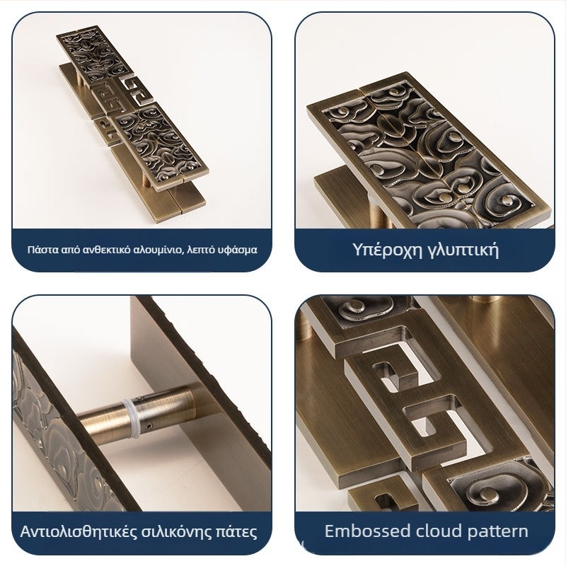 Χειρολαβή πόρτας από αλουμίνιο σε ευρωπαϊκό στυλ για γυάλινες πόρτες – σχήμα μπάρα, φινίρισμα ηλεκτροπλατίσματος, εγκατάσταση σε συρόμενη πόρτα, μοντέλο 01