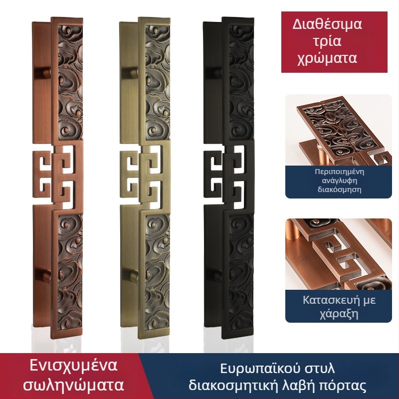 Χειρολαβή πόρτας από αλουμίνιο σε ευρωπαϊκό στυλ για γυάλινες πόρτες – σχήμα μπάρα, φινίρισμα ηλεκτροπλατίσματος, εγκατάσταση σε συρόμενη πόρτα, μοντέλο 01