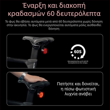 Tu Liao φανάρι πίσω για ποδήλατο με ευφυή αισθητήρα φρένου, για νυχτερινή ποδηλασία σε δρόμους και βουνά, επαναφορτιζόμενο με εξαρτήματα φόρτισης
