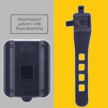 USB επαναφορτιζόμενο πίσω φανάρι ποδηλάτου με λειτουργία φρένου και προειδοποίησης