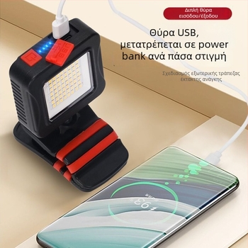 Φως εργασίας για επισκευές αυτοκινήτων με COB LED, αντιολισθητικό κλιπ, περιστροφή 360°, επαναφορτιζόμενη μπαταρία 10000 mAh, εμβέλεια <50 m, φορτιστής περιλαμβάνεται