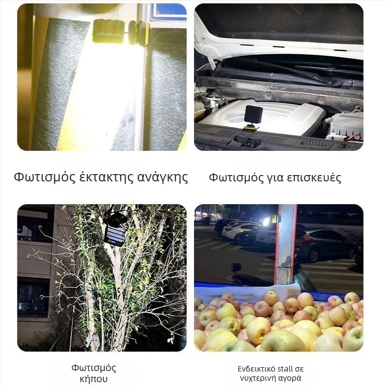 Φως εργασίας για επισκευές αυτοκινήτων με COB LED, αντιολισθητικό κλιπ, περιστροφή 360°, επαναφορτιζόμενη μπαταρία 10000 mAh, εμβέλεια <50 m, φορτιστής περιλαμβάνεται