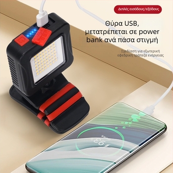 Κλιπ-LED φως εργασίας με επαναφορτιζόμενη μπαταρία λιθίου – φορητή λάμπα συντήρησης αυτοκινήτου, δέσμη 360°, ρυθμιζόμενη φωτεινότητα