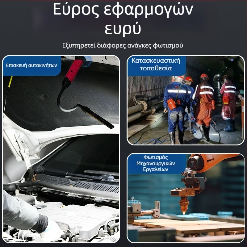 S-308 Φωτισμός εργασίας με μαγνητική βάση, LED για επισκευές αυτοκινήτων και CNC τόρνο, ρυθμιζόμενος