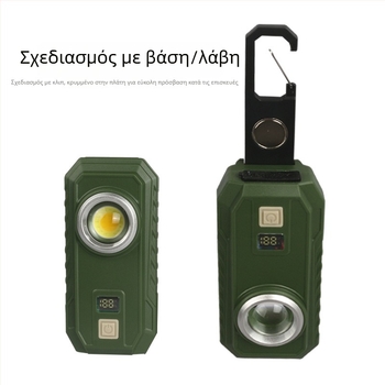 COB LED εξωτερικό φως εργασίας για επισκευές αυτοκινήτων με μαγνητική βάση και ψηφιακή οθόνη, επαναφορτιζόμενο Type-C, 10W, 300 lm, IP55, 180° δέσμη
