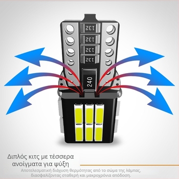 Τ10 LED φως αυτοκινήτου με 4014 SMD, 12V DC, 2.4W, Canbus, Φωτισμός πλάτους/ανάγνωσης/πινακίδας κυκλοφορίας