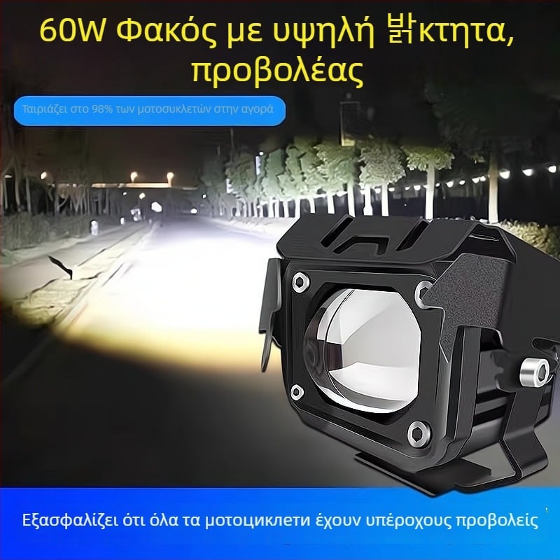 LED προβολė мототрасе лямпа с леща — 20W, 3800 lm, 12–85V, IP67, αεροπορικό αλουμίνιο σώμα