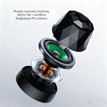 M9 μαγνητικό ασύρματο ηχείο Bluetooth με LED φώτα, 5W εξόδου, ενσωματωμένη μπαταρία 300–500mAh, Bluetooth 5.3, εμβέλεια έως 10 m