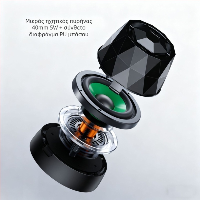 M9 μαγνητικό ασύρματο ηχείο Bluetooth με LED φώτα, 5W εξόδου, ενσωματωμένη μπαταρία 300–500mAh, Bluetooth 5.3, εμβέλεια έως 10 m