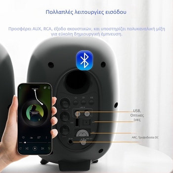 Επιτραπέζια ηχεία υπολογιστή με υπογούφερ, Bluetooth 5.3, 60W, 4 ηχεία, 40 Hz–20 kHz, SNR ≥85 dB