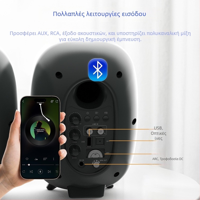 Επιτραπέζια ηχεία υπολογιστή με υπογούφερ, Bluetooth 5.3, 60W, 4 ηχεία, 40 Hz–20 kHz, SNR ≥85 dB