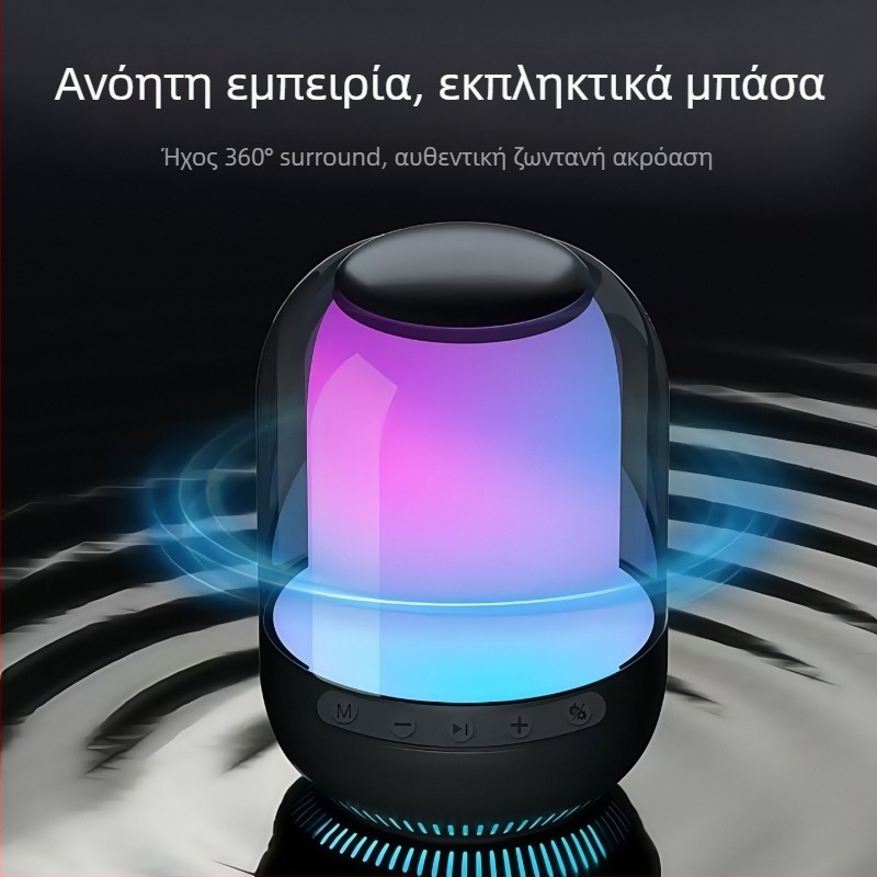 Ασύρματος Bluetooth ηχείο με φόντο φωτισμού για επιφάνεια εργασίας, 8W, BT 5.3, 20 Hz–20 kHz, ενσωματωμένη μπαταρία 1200–2000 mAh