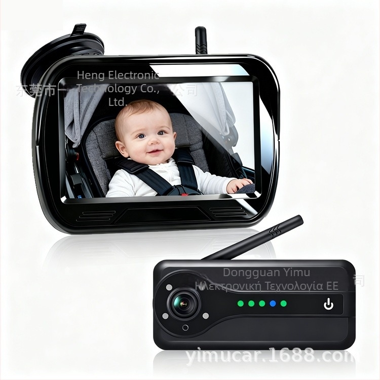 Ασύρματο κάμερα παρακολούθησης μωρού αυτοκινήτου με οθόνη οπισθοπορείας, μαγνητικό λουρί, μπαταρία λιθίου, χωρίς καλώδια, 360° ρύθμιση, οθόνη 480p