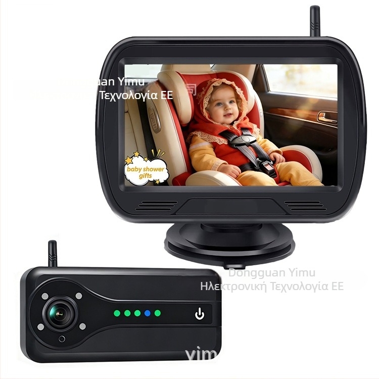 Ασύρματο κάμερα παρακολούθησης μωρού αυτοκινήτου με οθόνη οπισθοπορείας, μαγνητικό λουρί, μπαταρία λιθίου, χωρίς καλώδια, 360° ρύθμιση, οθόνη 480p