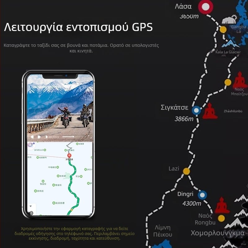 Διπλή κάμερα οδήγησης μοτοσικλέτας με εμπρός και πίσω κάμερα, 1080p, 120° πεδίο προβολής, Wi-Fi, οθόνη 3.0 ιντσών