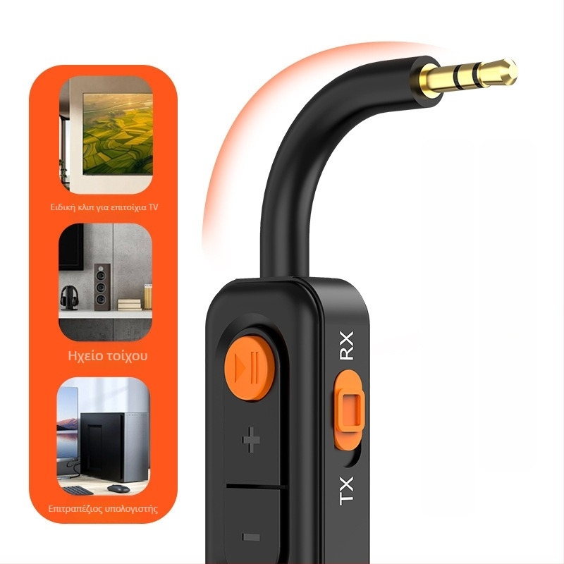 Bluetooth αυτοκινήτου 5.4 δέκτης/εκπομπέας 2-σε-1, 3,5 mm ήχος προσαρμογέας, κλήσεις hands-free, Plug-and-Play