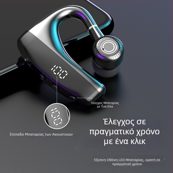 Ακουστικό Bluetooth για ένα αυτί με ψηφιακή οθόνη, Bluetooth 5.0, εμβέλεια 10 m, μπαταρία 4–8 ωρών, στερεωμένο στο αυτί, αθλητικό ακουστικό