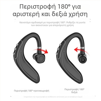 Ασύρματο Bluetooth ακουστικό, μονοπλευρικό, μακρύς χρόνος ζωής μπαταρίας, Bluetooth 5.3, αδιάβροχο, εμβέλεια 15 m, αθλητικός σχεδιασμός