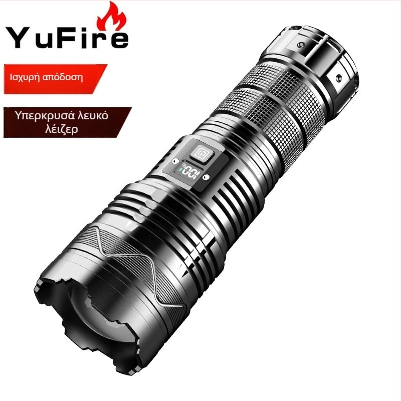 Φακός LED 80W, σώμα από κράμα αλουμινίου, μπαταρία 8600mAh, εμβέλεια άνω των 500 m