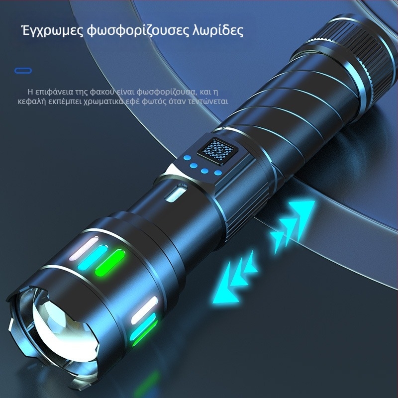 Φακός λέιζερ μακρινής εμβέλειας, σώμα από κράμα αλουμινίου, ισχύς 10W, μπαταρία 2500mAh, εμβέλεια 100–200 m