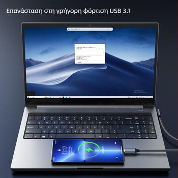 Καλώδιο δεδομένων USB-C προς USB-C Gen2, 10Gbps, 100W PD, μήκος 1 m