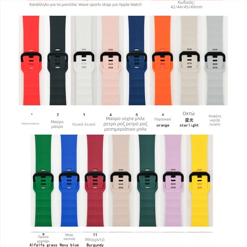 Λωρίδα σιλικόνης για Apple Watch Series – ρυθμιζόμενη, αναπνεύσιμη, απλός σχεδιασμός