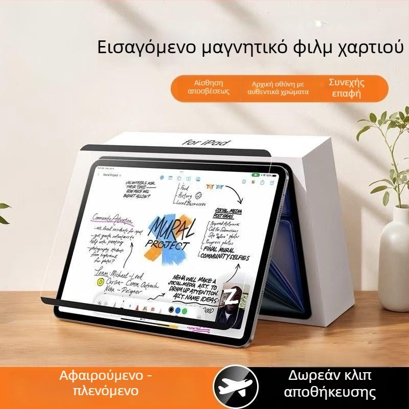 Αποσπώμενο Pro προστατευτικό φιλμ για iPad Air 6/5 και iPad 10/9, ματ PET οπίσθιο φιλμ