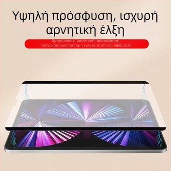 Μαγνητικό αποσπώμενο προστατευτικό οθόνης iPad – PET φιλμ, ματ, αντιδακτυλικό, ηλεκτροστατική πρόσκολληση, επιφάνεια τύπου χαρτιού