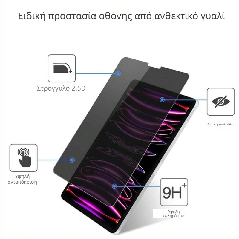 Αποκρυπτικό προστατευτικό οθόνης για iPad Pro 11 ιντσών – tempered glass, εμπρός φιλμ, 360° προστασία απορρήτου, HD, ανθεκτικό στις γρατζουνιές