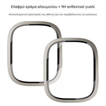 Προστατευτικό οθόνης από θερμοσκληρυμένο γυαλί με ενσωματωμένο περίβλημα από κράμα αλουμινίου και μεταλλικό πλαίσιο για Apple Watch Ultra