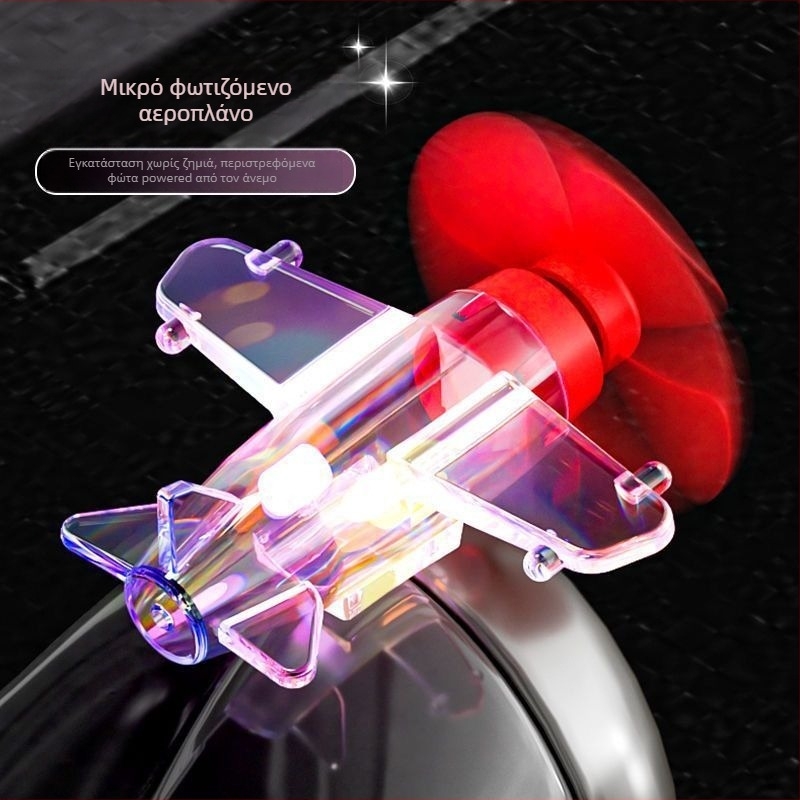 LED αεροπλανάκι αυτοκινήτου με αιολική ενέργεια — πλαστικό διακοσμητικό με φως