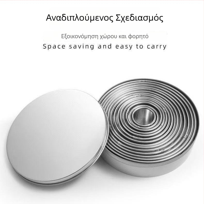 Κύκλικη φόρμα κέικ από ανοξείδωτο ατσάλι με κυρτό άκρο — εργαλείο για fondant, mousse ring, ντόνατ και φύλλα ζύμης