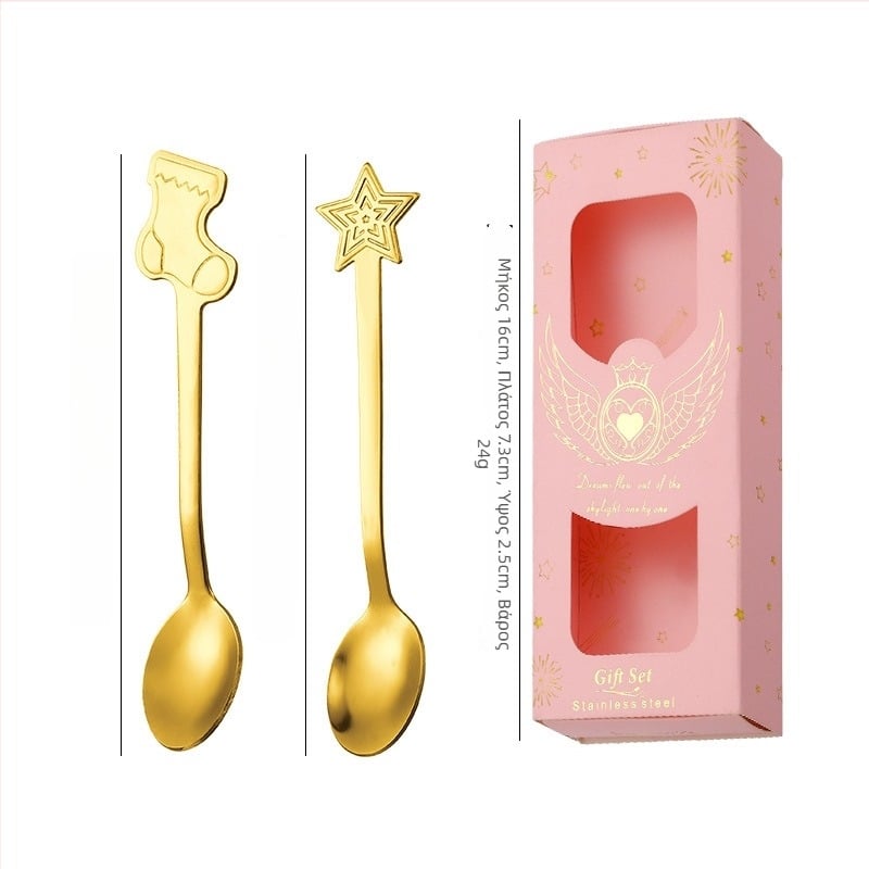 Σετ μαχαιροπίρουνων από ανοξείδωτο ατσάλι – παιδικό, γλυκό στυλ, καλλιτεχνικό σχέδιο καρτούν, φινίρισμα καθρέφτη