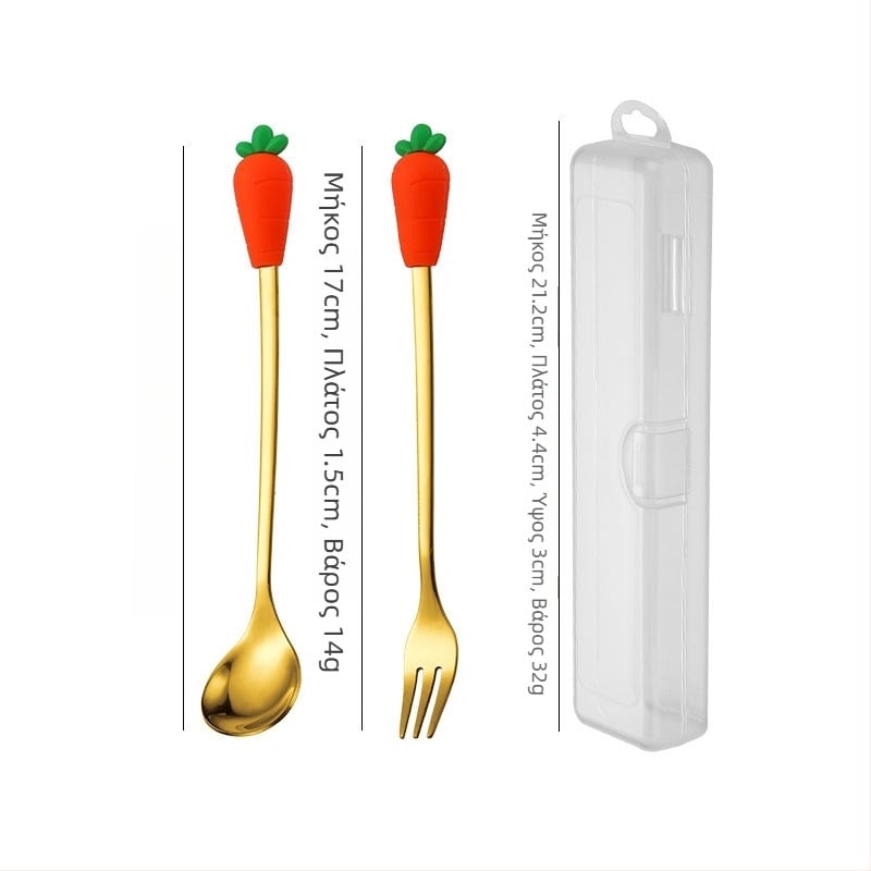 Σετ μαχαιροπίρουνων από ανοξείδωτο ατσάλι – παιδικό, γλυκό στυλ, καλλιτεχνικό σχέδιο καρτούν, φινίρισμα καθρέφτη