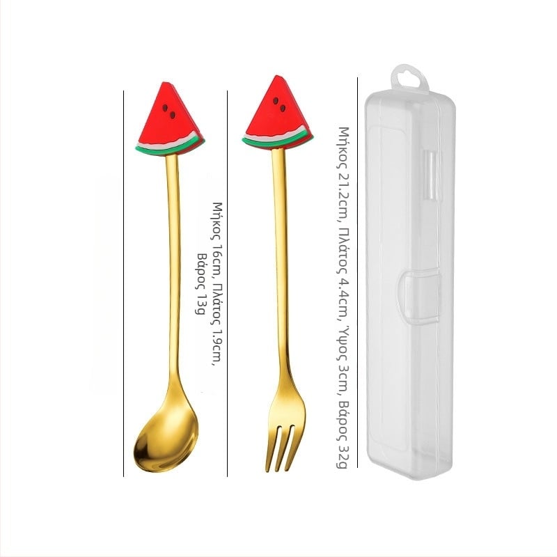 Σετ μαχαιροπίρουνων από ανοξείδωτο ατσάλι – παιδικό, γλυκό στυλ, καλλιτεχνικό σχέδιο καρτούν, φινίρισμα καθρέφτη