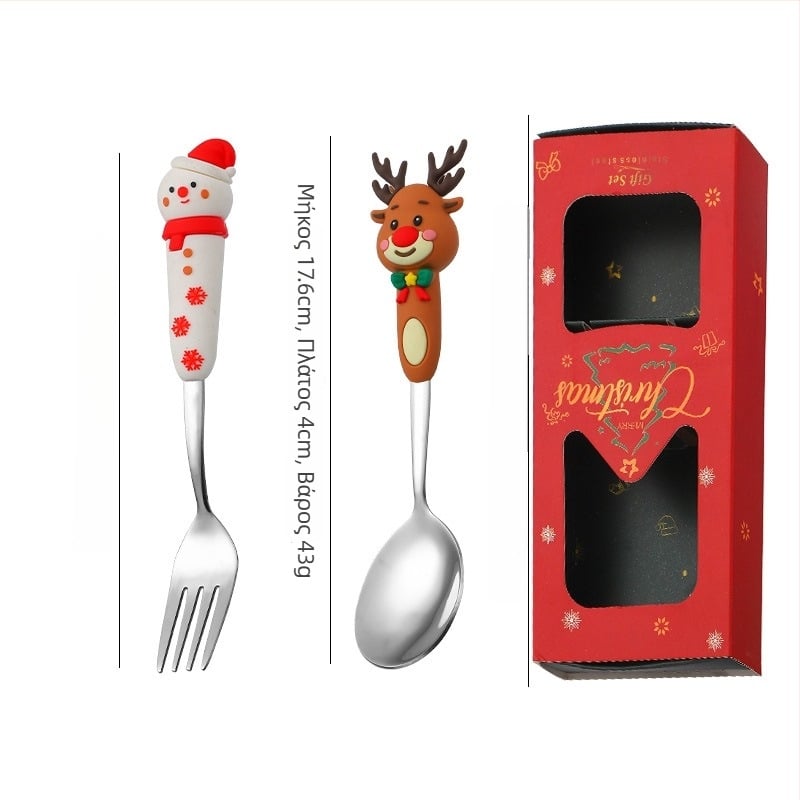 Σετ μαχαιροπίρουνων από ανοξείδωτο ατσάλι – παιδικό, γλυκό στυλ, καλλιτεχνικό σχέδιο καρτούν, φινίρισμα καθρέφτη