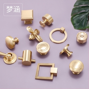 Λαβή ντουλαπιού από ορείχαλκο, σκανδιναβικός μινιμαλιστικός σχεδιασμός, κυκλική με μία οπή, γυαλιστερή επίστρωση