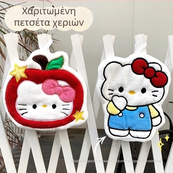 Χειροπετσέτα από Coral Fleece με σχέδιο γάτας, εξαιρετικά απορροφητική, γρήγορο στέγνωμα, 30–50 g, νήμα 120D, κέντημα και ραφή