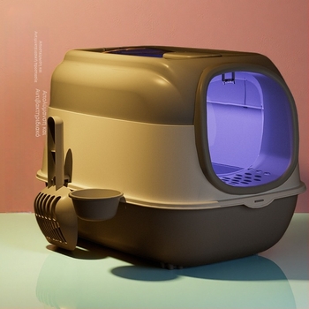 Κουτί άμμου γάτας με τετράγωνο σχέδιο, υλικό PP, κλειστός τύπος, για γάτες