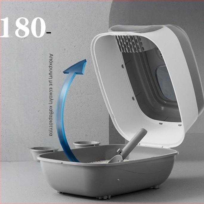 Κουτί άμμου γάτας με τετράγωνο σχέδιο, υλικό PP, κλειστός τύπος, για γάτες