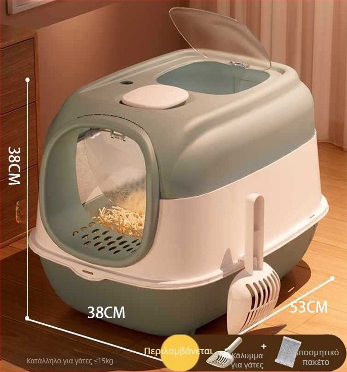 Κουτί άμμου γάτας με τετράγωνο σχέδιο, υλικό PP, κλειστός τύπος, για γάτες