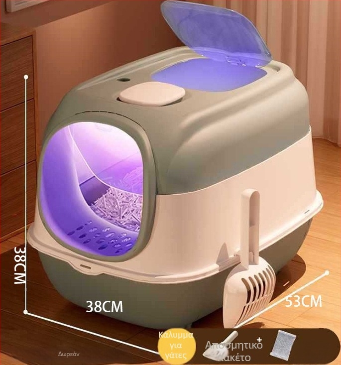 Κουτί άμμου γάτας με τετράγωνο σχέδιο, υλικό PP, κλειστός τύπος, για γάτες