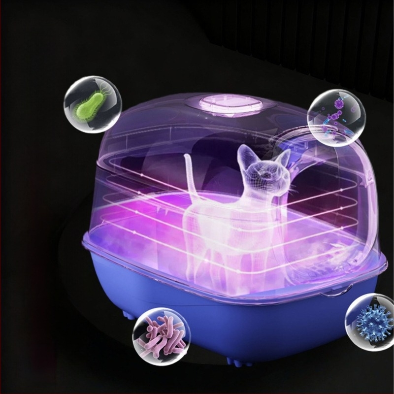 Κουτί άμμου γάτας με τετράγωνο σχέδιο, υλικό PP, κλειστός τύπος, για γάτες