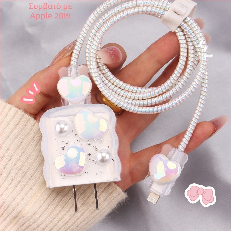 Καλύπτρα προστασίας καλωδίου φόρτισης TPU με ενσωματωμένο μηχανισμό γύρισης, τύπος 12, στυλ γύρισης ιαπωνικό και κορεατικό για iPhone και iPad