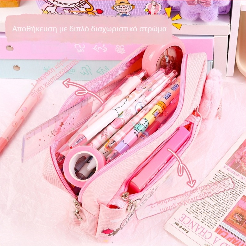 Θήκη μολυβιών Labubu με μοτίβο καρτούν από καμβά, μεγάλη χωρητικότητα, κορεατικής έκδοσης