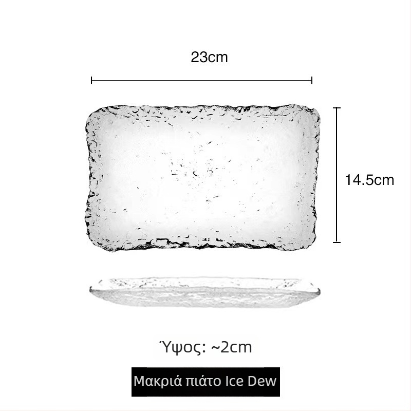 Γυάλινο ορθογώνιο πιάτο σερβιρίσματος, ιαπωνικού στυλ, χειροποίητη ζωγραφισμένη επιφάνεια, δυνατότητα εκτύπωσης λογότυπου, προσαρμοσμένη επεξεργασία