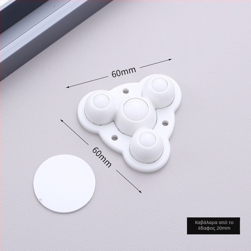 Κινούμενος τροχός επίπλων με αυτοκόλλητη τοποθέτηση — χωρίς τρύπες, 360° περιστροφή, παχύτερη βάση